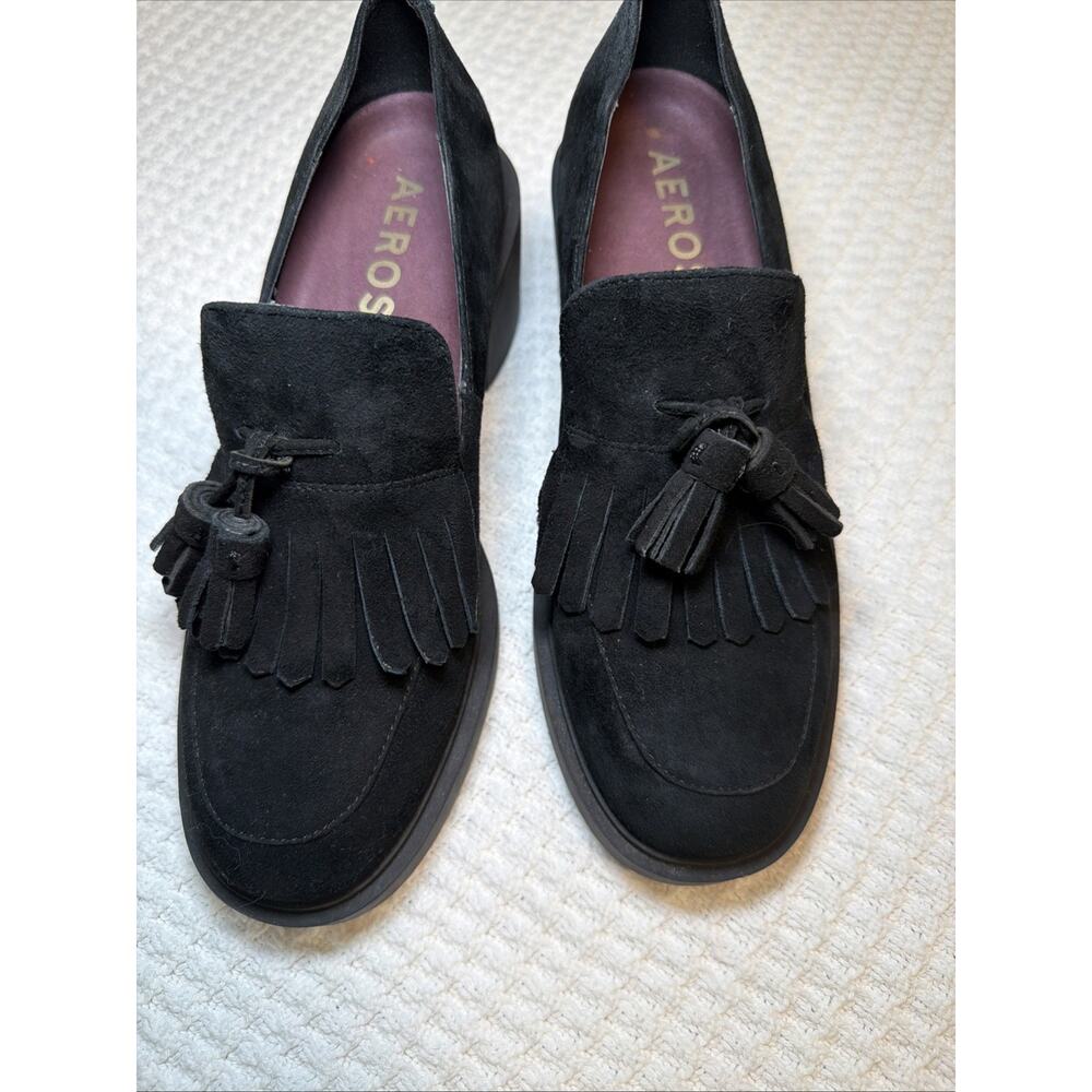 Aerosoles Gibes Women's Heeled Loafers Sz 8, Black Suede Business Casual Y2K